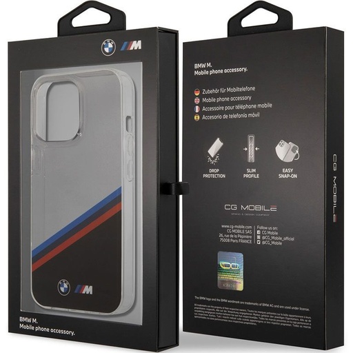 Apple iPhone 13 Pro BMW M PC/TPU tok – Tricolor Stripe (Átlátszó) - BMHCP13LMHLPK