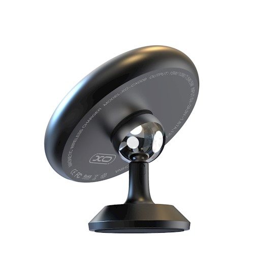 XO CX009 mágneses autós telefontartó, müszerfalra ragasztható , vezeték nélküli töltéssel (max 15W), fekete