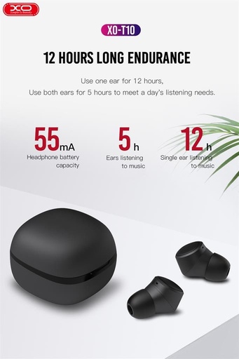 XO T10 dupla Bluetooth fülhallgató (Fekete)