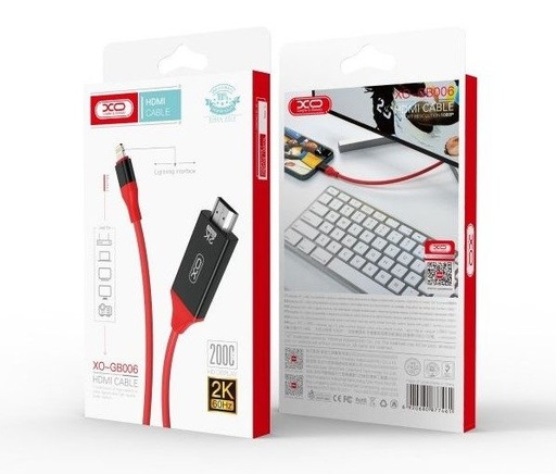 XO GB006 lightning csatlakozó - HDMI átalakító, fekete