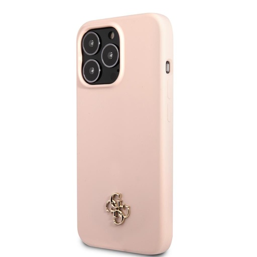 Apple iPhone 13 Pro Max Guess 4G Silicone Metal Logo tok (Rózsaszín) - GUHCP13XS4LP