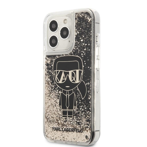 Apple iPhone 13 Pro Max Karl Lagerfeld Liquid Glitter Gatsby tok (Fekete) – KLHCP13XLGGKBK