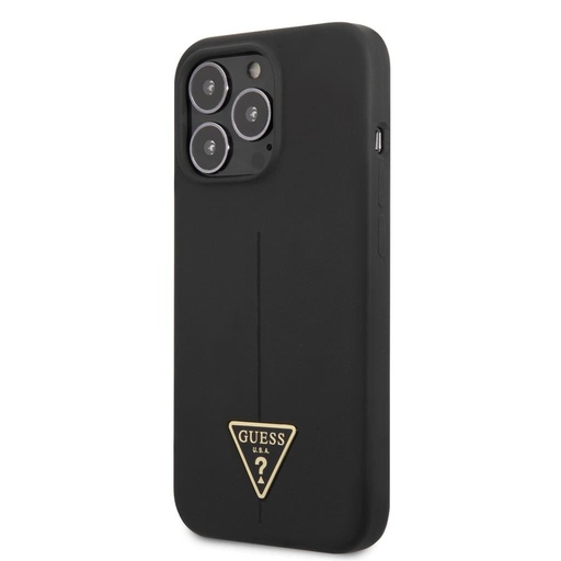 Apple iPhone 13 Pro Guess Silicone Line Triangle tok (Fekete) - GUHCP13LSLTGK