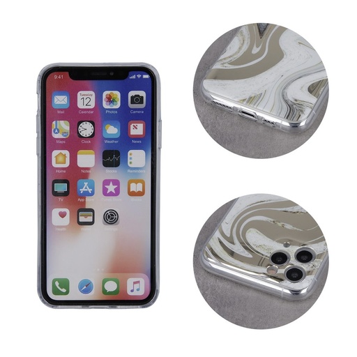 Apple iPhone 7 / iPhone 8 / iPhone SE 2020 / iPhone SE 2022 wave márvány mintás szilikon hátlap tok (Fehér-Arany)