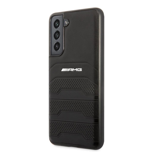 Samsung Galaxy S21 FE AMG bőr hátlap tok, (Fekete) - AMHCS21FESGSEBK