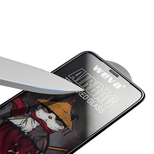 Apple iPhone 12 Pro Max (6.7) Weva airbag prémium üvegfólia, átlátszó (fekete kerettel)