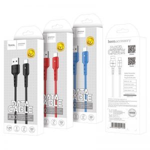 Hoco X30 type-C kábel (LED állapotjelző), 2A, TPE, 1,2m, fekete