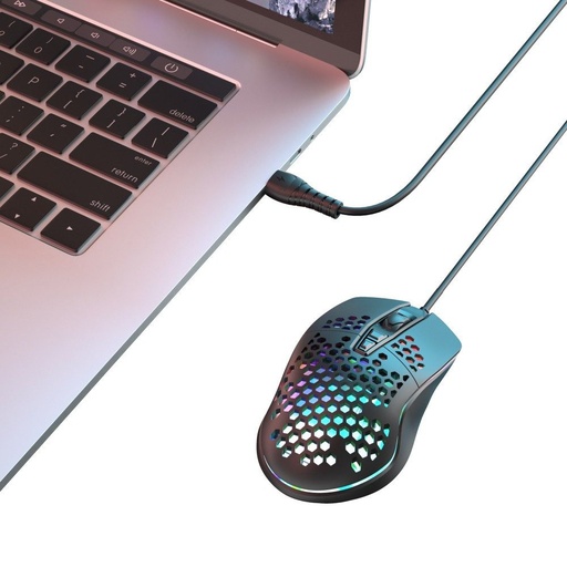 XO M4 vezetékes egér (Fekete) – USB csatlakozó, RGB, honeycomb kialakítás, gamer kivitel
