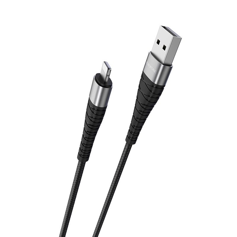 Borofone BX32 lightning kábel (szövetborítás), 5A, 0,25m, fekete