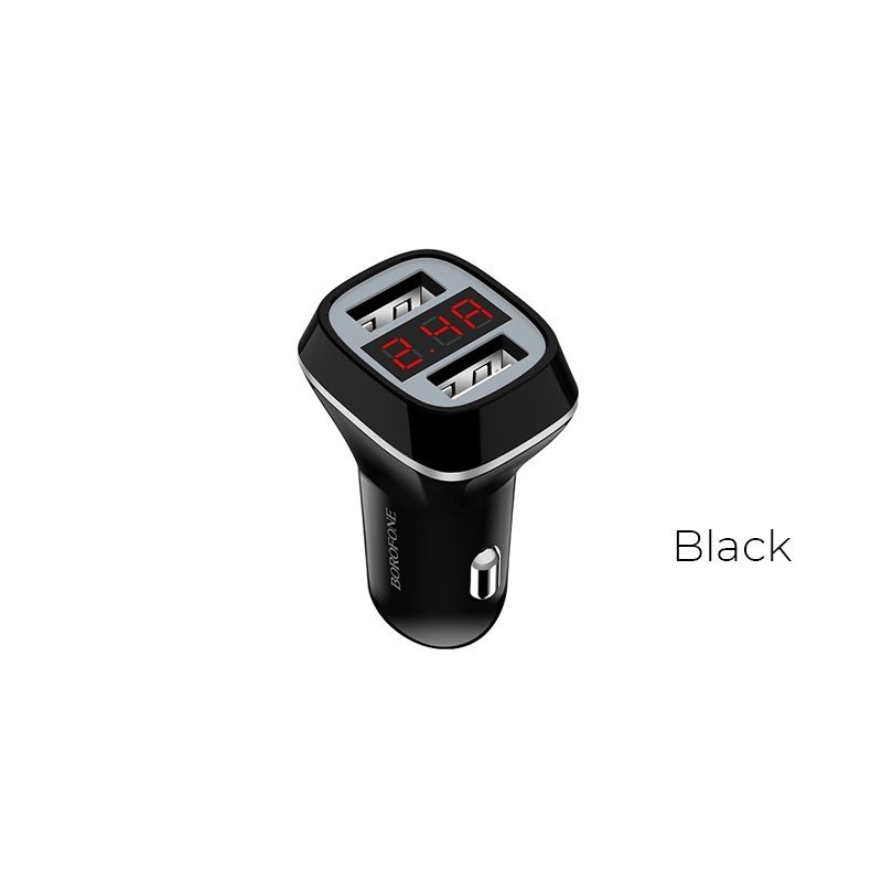 Borofone BZ3 autós töltő (2xUSB port), LED állapotjelző,5V 2,4A, fekete