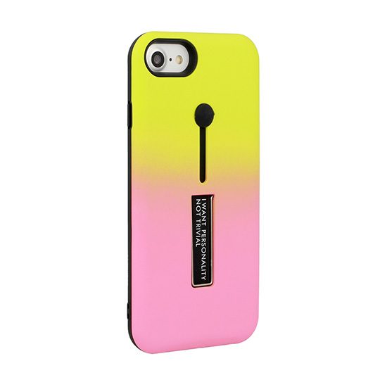 Apple iPhone 6/ 6S ring finger stand hátlap tok, sárga - pink