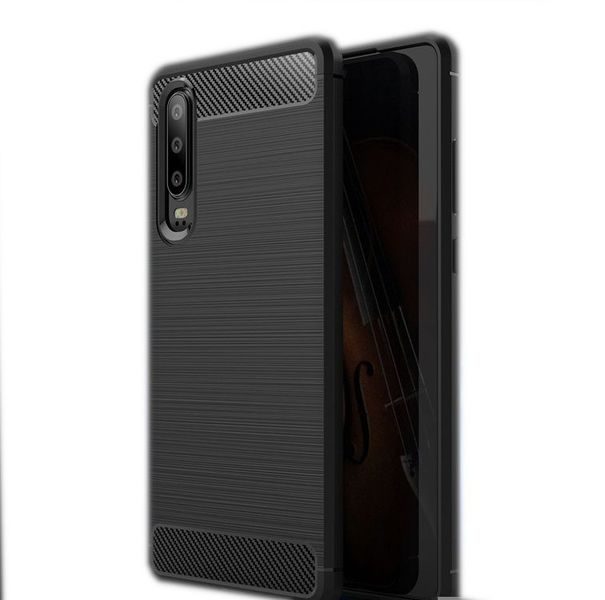 Huawei P30 forcell carbon hátlap tok (Fekete)