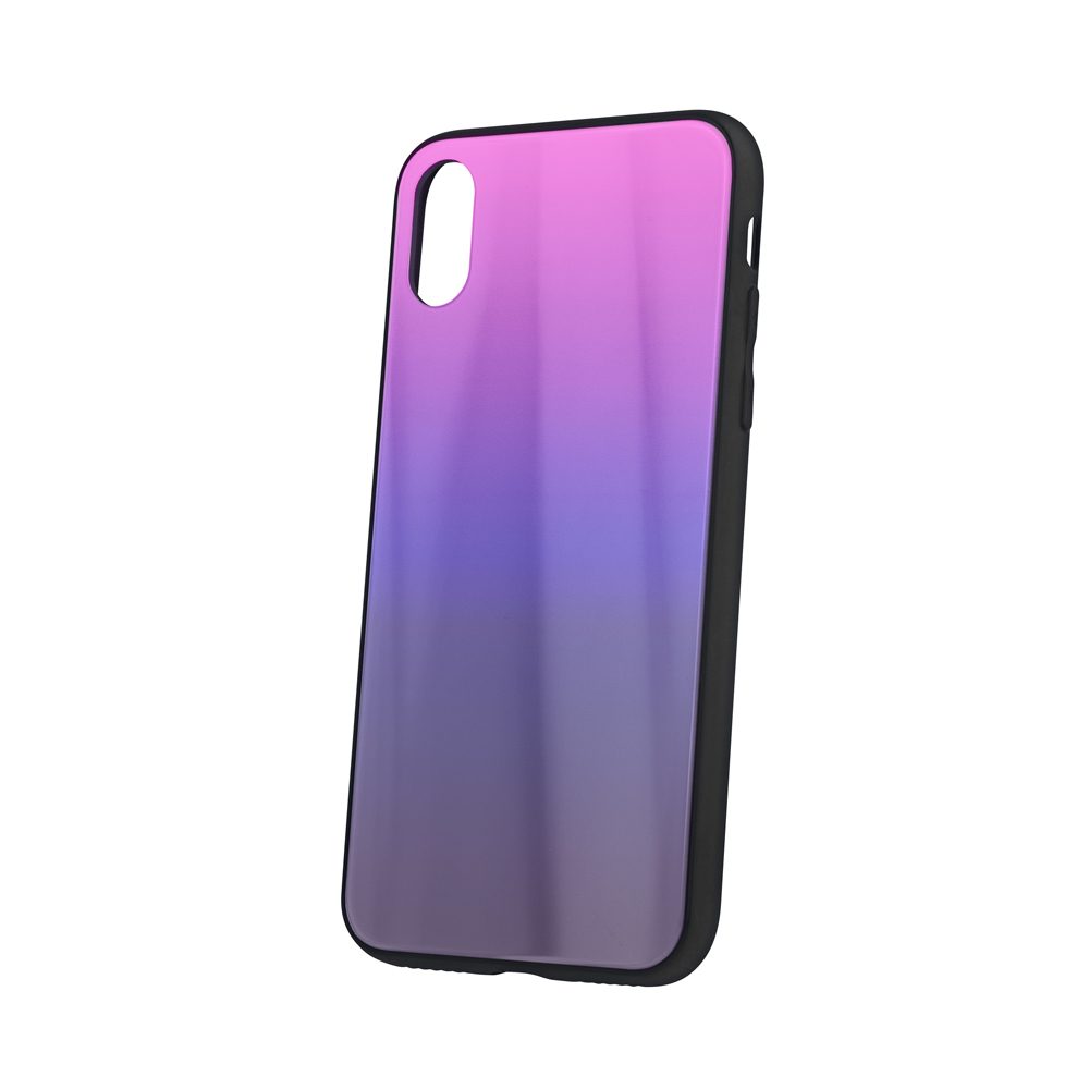 Apple iPhone 7 Plus / iPhone 8 Plus aurora glass hátlap tok (Fekete - Pink)