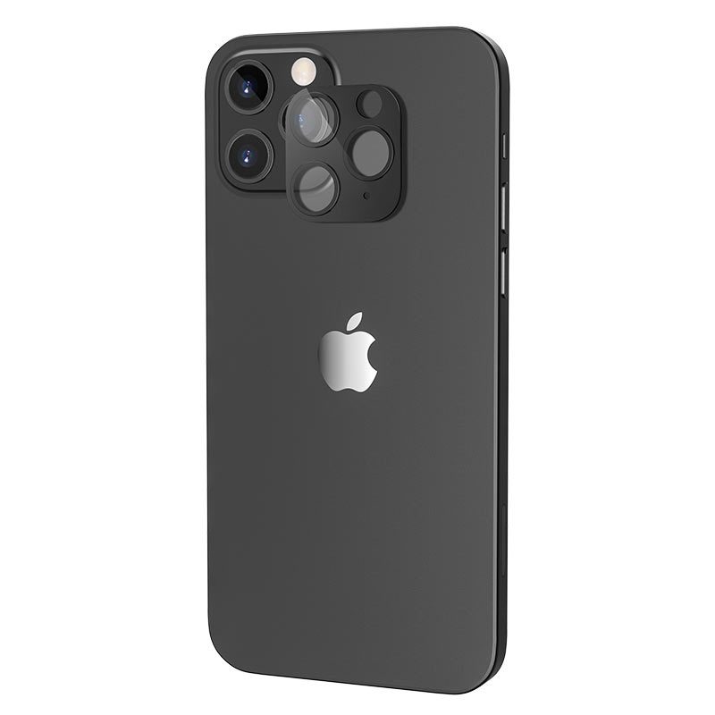 Apple iPhone 12 fémkeretes kamera védő üvegfólia , fekete