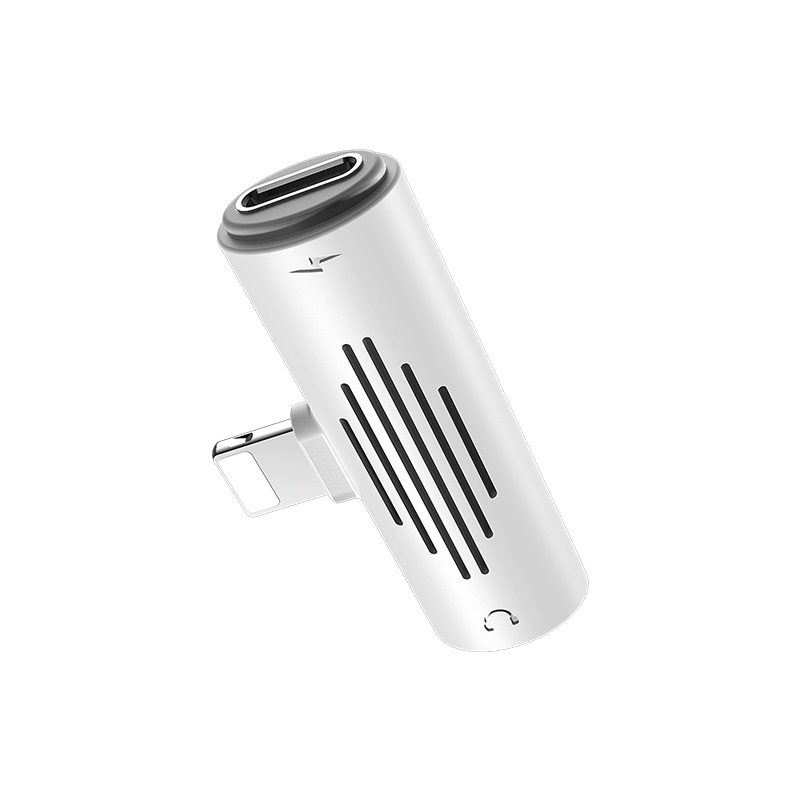 Borofone BV7 lightning elosztó (lightning töltő port+3,5mm jack aljzat), 2A, fehér