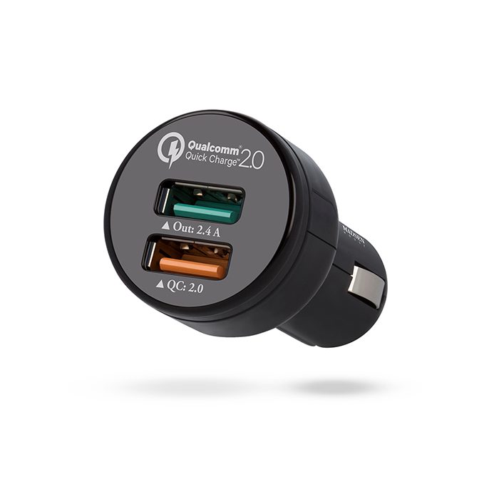 Madsen QC 2.0 autós gyorstöltő microUSB kábellel, Fekete