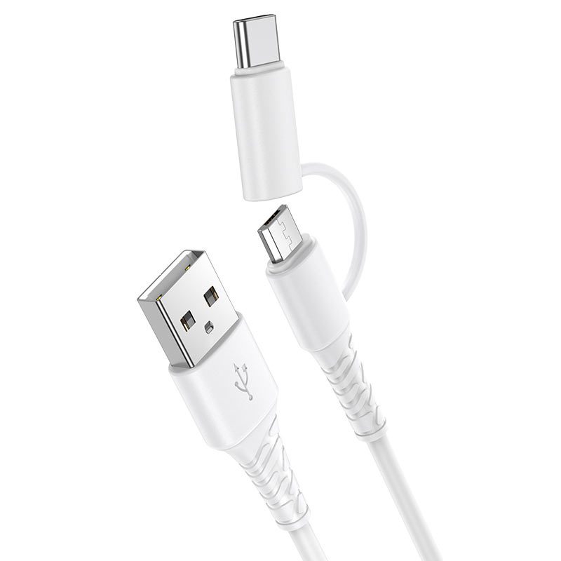 Hoco X54 2in1 kábel (microUSB + lightning), 1M, 2.4A, fehér