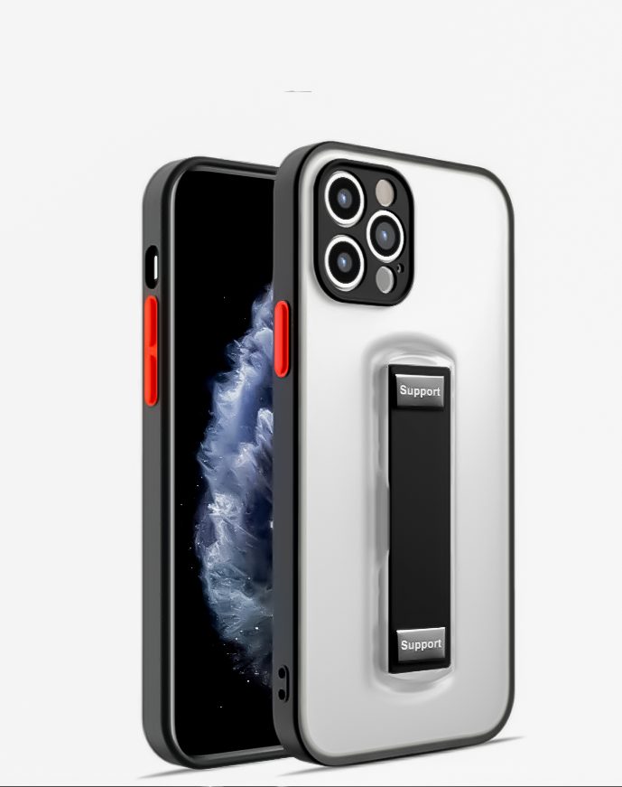 Apple iPhone 12 Pro támaszos hátlap tok (Fekete)