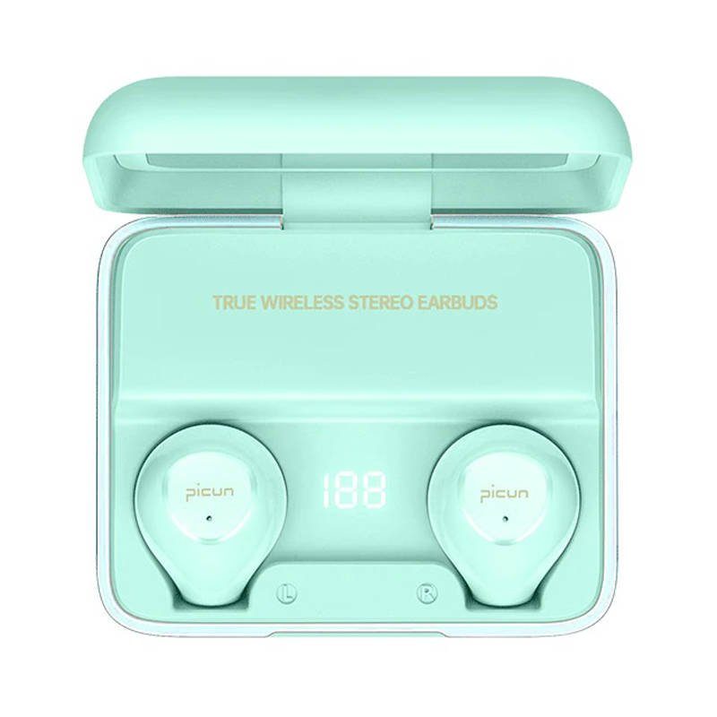 Picun W13 vezeték nélküli headset, BT 5.0, LED állapotjelző, menta