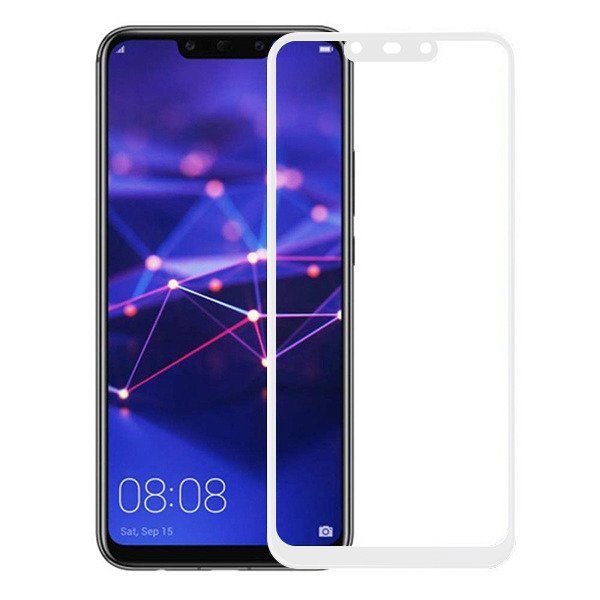 Huawei Mate 20 Lite 5D Hybrid teljes ragasztós hajlított üvegfólia, átlátszó (fehér keret)