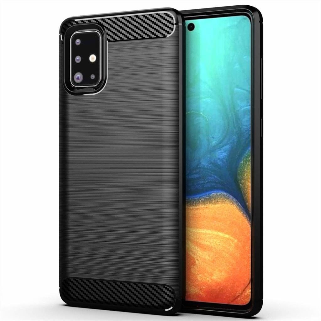 Samsung Galaxy A51 forcell carbon hátlap tok, (Fekete)