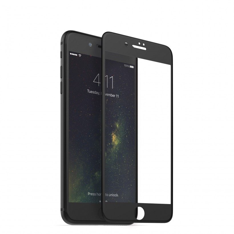 Apple iPhone 6/6S Plus 5D üvegfólia teljes kijelzőre, átlátszó (fekete keret)