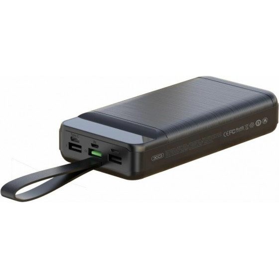 XO PR157 power bank 40000 mAh (Fekete) – gyorstöltés PD 20W + QC 22.5W, világítással, 3 bemenet, 3 kimenet