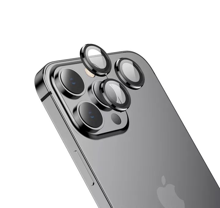 Apple iPhone 14 Pro (6.1) / 14 Pro Max (6, 7) Hoco eagle eye metal kamera üvegfólia, fekete