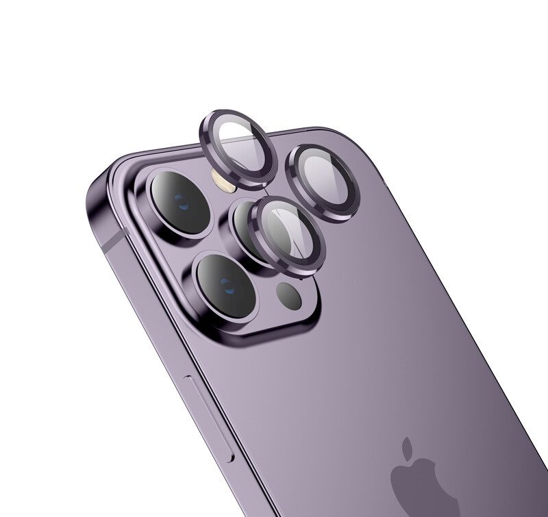 Apple iPhone 14 (6, 1) / 14 Plus (6, 7) Hoco eagle eye metal kamera üvegfólia, lila