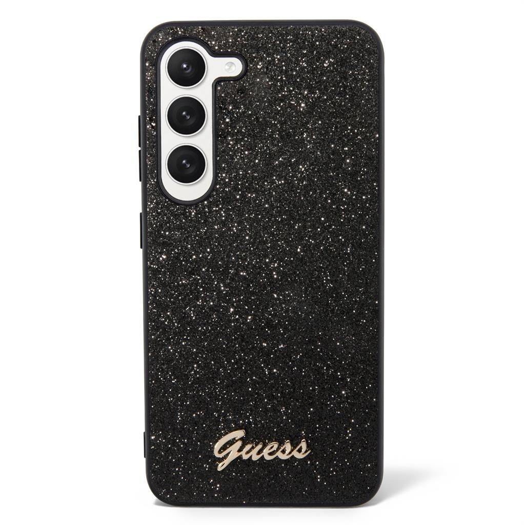 Samsung Galaxy S23+ Guess Glitter Flakes Metal Logo tok (Fekete) - GUHCS23MHGGSHK