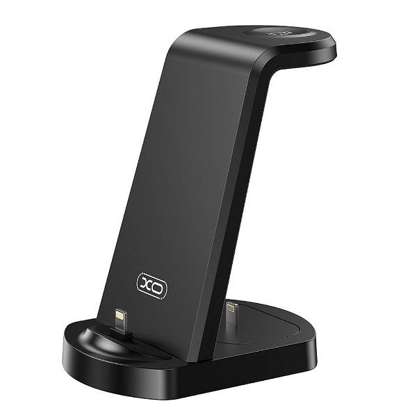 XO WX035 3 az 1-ben vezeték nélküli töltő (Fekete) – iPhone, Apple Watch és TWS eszközök csatlakoztatásával