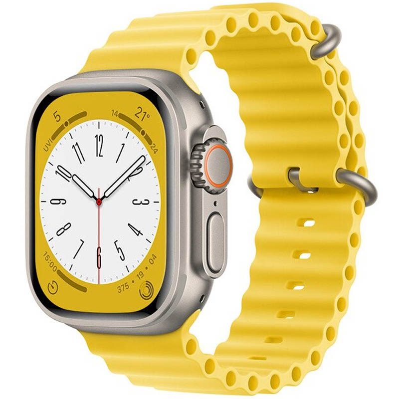Apple Watch 42mm / Watch 44mm / Watch 45mm / Watch 49mm HOCO WA12 szilikon szíj sárga