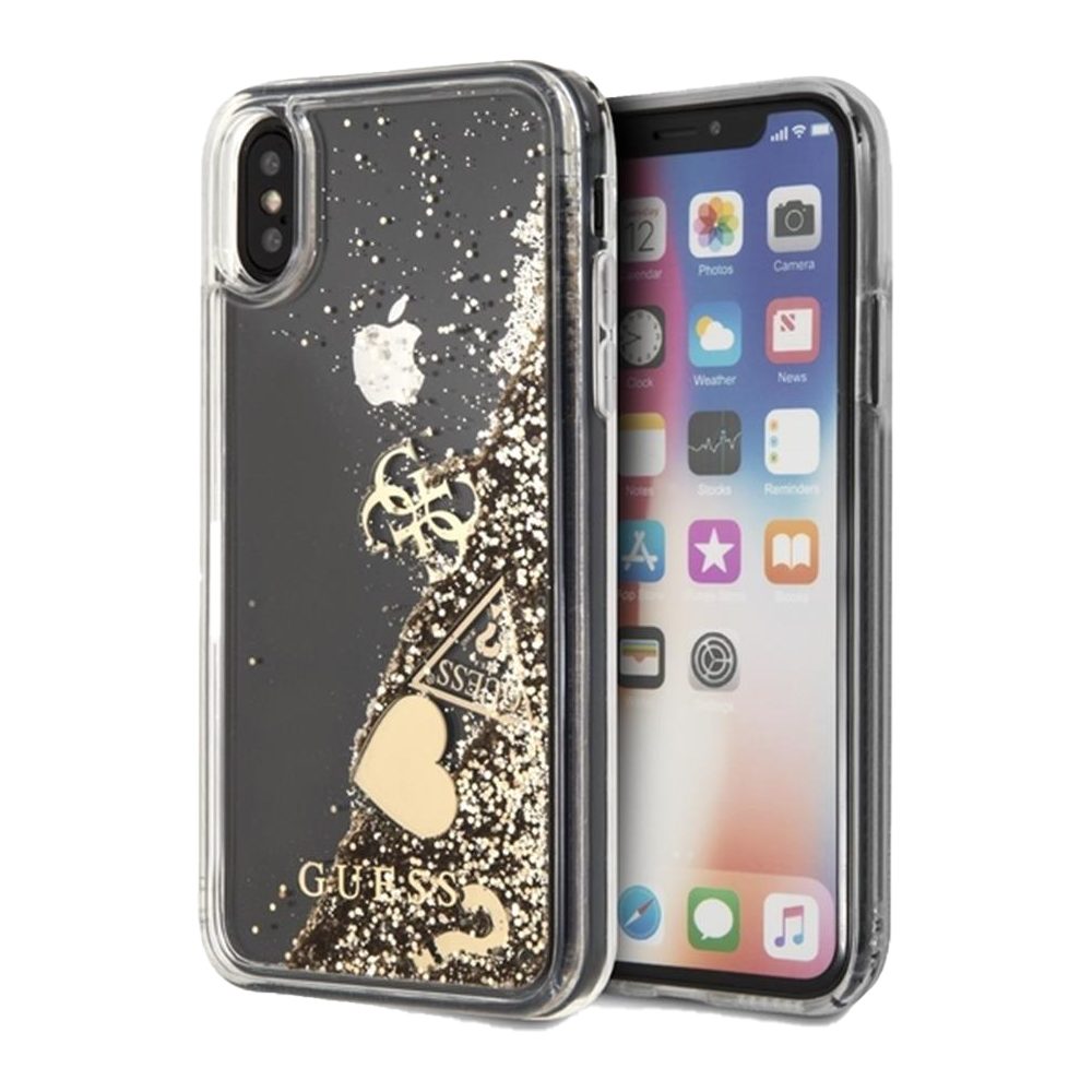 Apple iPhone X / XS Guess Glitter Hearts tok (Arany) - GUHCPXGLHFLGO
