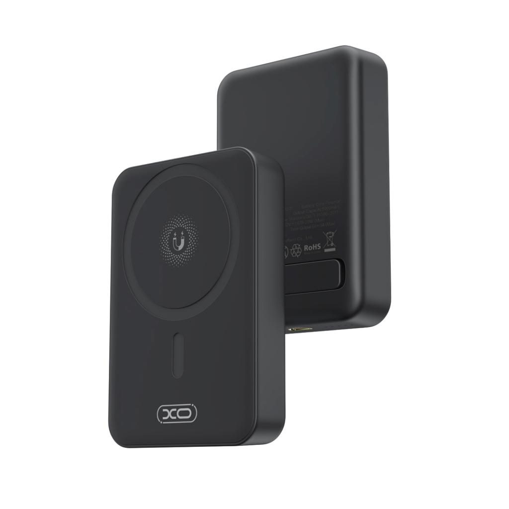 XO PR231 power bank 10000 mAh (Fekete) – vezeték nélküli gyorstöltés 15W, PD 20W, támasztékos kivitel