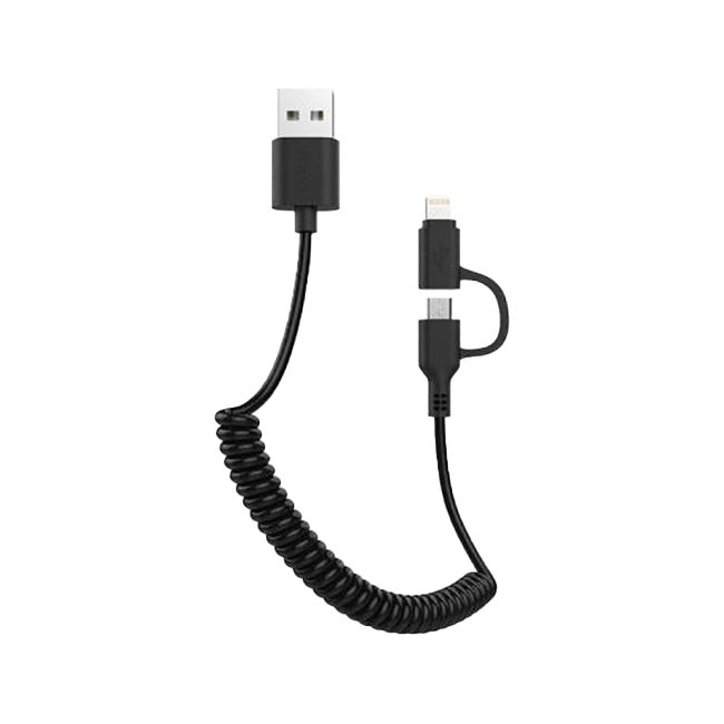 AWEI CL-53 2in1 kábel (microUSB + lightning), csavart, 1m, fekete
