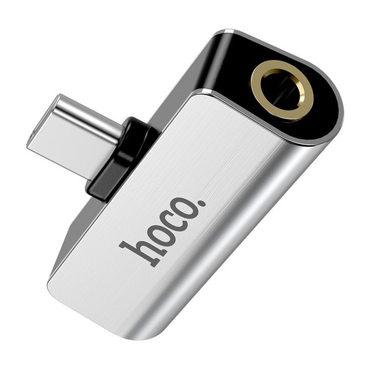 Hoco LS26 type-c elosztó (type-c töltő port+3,5mm jack aljzat), ezüst
