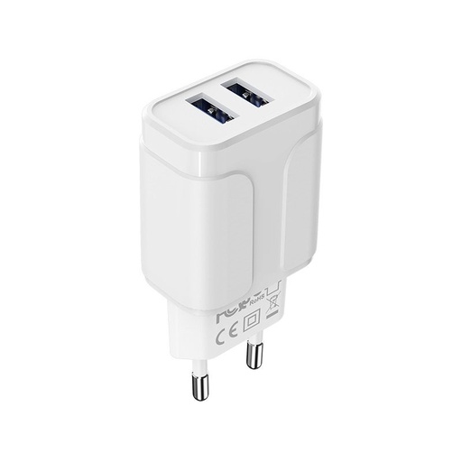 Borofone BA37A hálózati töltő (2 USB port), 5V 2,4A, fehér