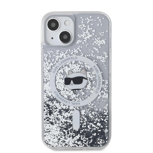 Apple iPhone 15 Karl Lagerfeld Liquid Glitter Choupette Head MagSafe tok (Átlátszó) – KLHMP15SLGCHSGH