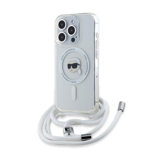 Apple iPhone 15 Pro Max Karl Lagerfeld IML Crossbody Karl Head MagSafe tok (Átlátszó) – KLHMP15XHCKHNT