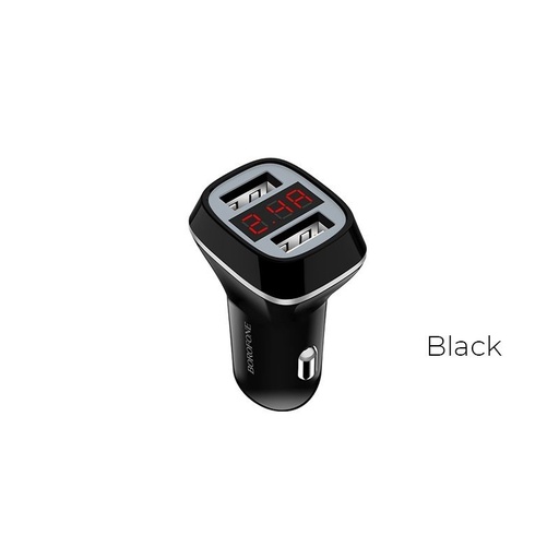 Borofone BZ3 autós töltő (2xUSB port), LED állapotjelző,5V 2,4A, fekete