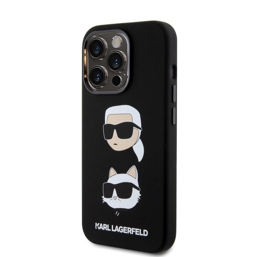 Apple iPhone 15 Pro Karl Lagerfeld Liquid Silicone Karl and Choupette Heads hátlap tok (Fekete - KLHCP15LSDHKCNK)