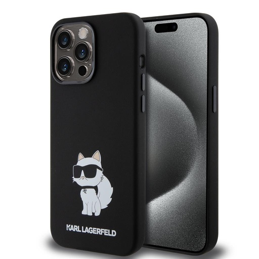 Apple iPhone 15 Pro Max Black Karl Lagerfeld Liquid Silicone Choupette NFT tok (Fekete) – KLHCP15XSNCHBCK
