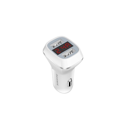 Borofone BZ3 autós töltő (2xUSB port), LED állapotjelző,5V 2,4A, fehér