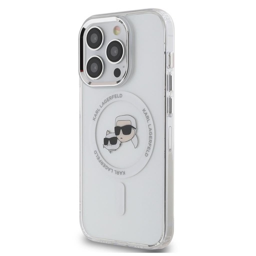Apple iPhone 15 Pro Karl Lagerfeld IML K&CH Heads Metal Frame MagSafe tok (Átlátszó) – KLHMP15LHLSKCH
