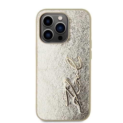 Apple iPhone 15 Pro Max Karl Lagerfeld Wrinkled Signature tok (Arany) – KLHCP15XPFMFBKMD
