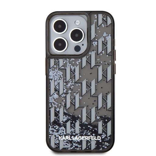 Apple iPhone 15 Pro Max Karl Lagerfeld Liquid Glitter Monogram Gradient tok (Fekete) – KLHCP15XLKLGKCCK