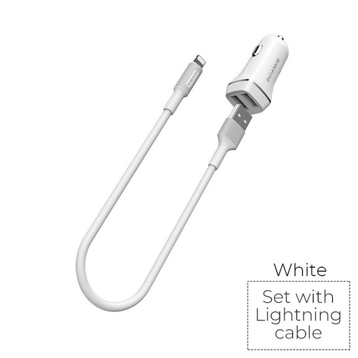 Borofone BZ2 autós töltő (2 USB port, lightning kábel), 5V 2,4A, fehér