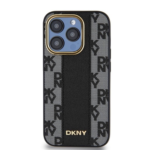 Apple iPhone 15 Pro DKNY PU Leather Checkered Pattern Magsafe hátlap tok (Fekete - DKHMP15LPCPVSLK)