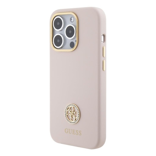 Apple iPhone 15 Pro Guess Liquid Silicone 4G Metal Logo tok (Rózsaszín) - GUHCP15LM4DGPP