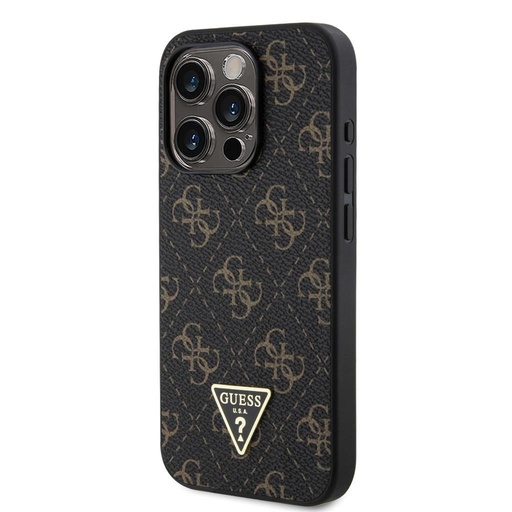 Apple iPhone 15 Pro Guess PU Leather 4G Triangle Metal Logo tok (Fekete) - GUHCP15LPG4GPK